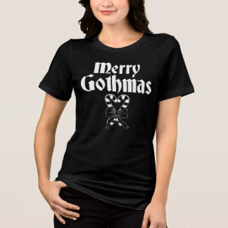 Prettig Gothkerstfeest Zwarte en Witte Suikerstok Tri-Blend Shirt