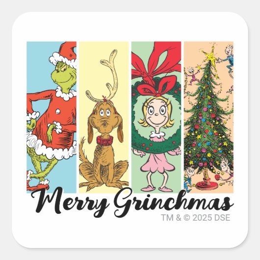 Prettig Grinch Kerst Collage Vierkante Sticker (Voorkant)