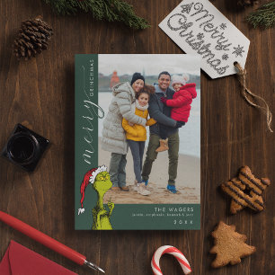 Prettig Grinchkerst Familie Foto Feestdagenkaart