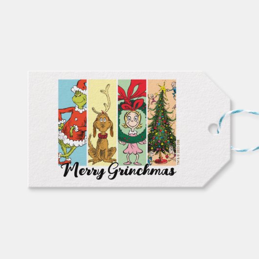 Prettig Grinchkerstfeest Collage Cadeaulabel (Voorkant (Horizontaal))