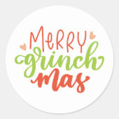 Prettig Grinchmas Modern en Trendy Kerstmis  Ronde Sticker (Voorkant)