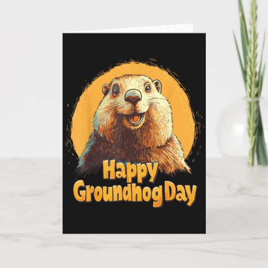 Prettig Groundhog Day 2025 Grappig Groundhog Day D Kaart (Voorkant)