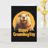 Prettig Groundhog Day 2025 Grappig Groundhog Day D Kaart (Gele Bloem)