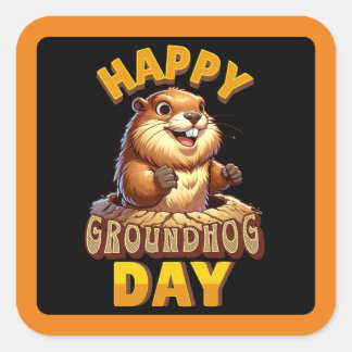 Prettig Groundhogdag Februari Vierkante Sticker