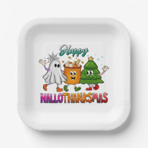 Prettig Hallothanksgiving Papieren Bordje