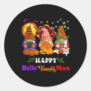 Prettig Hallothanksmas Drie Kabouters Halloween Pr Ronde Sticker