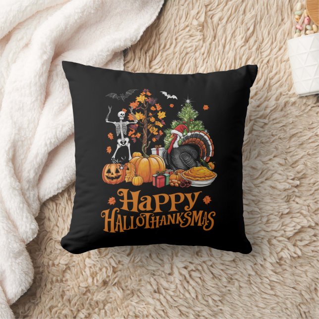 Prettig Hallothanksmas Fijne Halloween Thanksgivin Kussen (Deken)