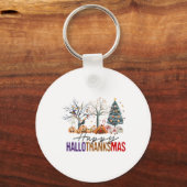 Prettig Hallothanksmas Fijne Halloween Thanksgivin Sleutelhanger (Voorkant)