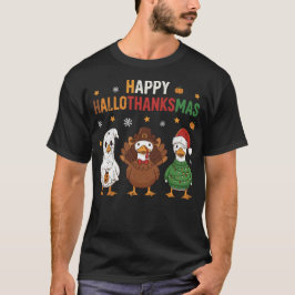 Prettig Hallothanksmas Gans Halloween Thanksgiving T-shirt