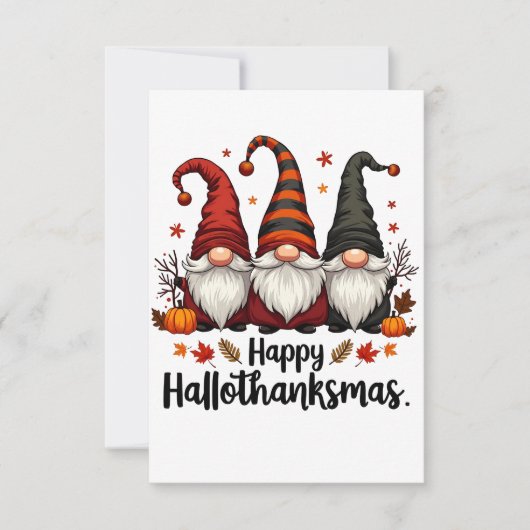 Prettig Hallothanksmas Halloween Kerstmis Kabouter RSVP Kaartje (Voorkant)