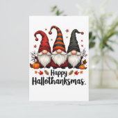 Prettig Hallothanksmas Halloween Kerstmis Kabouter RSVP Kaartje (Staand voorkant)