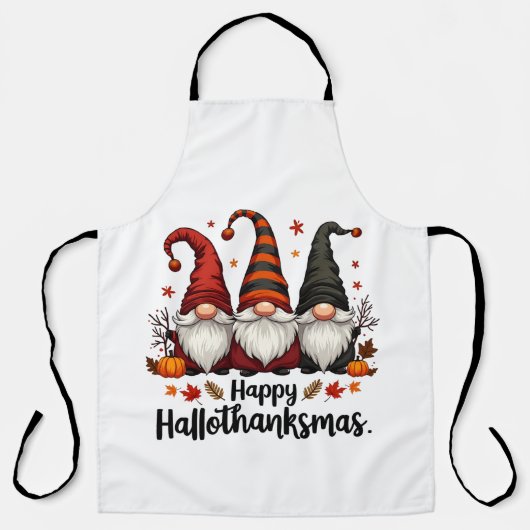 Prettig Hallothanksmas Halloween Kerstmis Kabouter Schort (Voorkant)