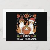 Prettig Hallothanksmas Katten Halloween Kerstmis  Feestdagenkaart (Voorkant / Achterkant)