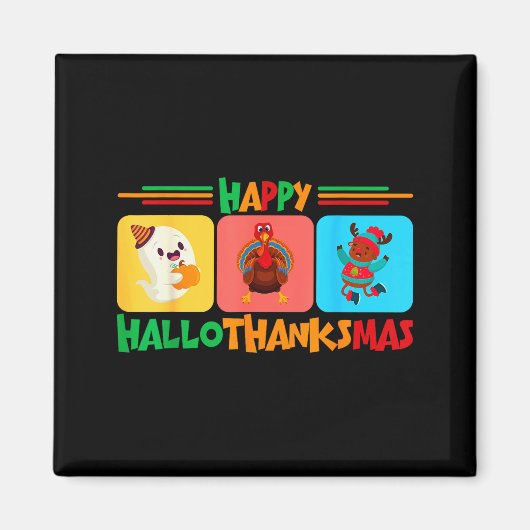 Prettig Hallothanksmas Kerstmis en Dankdag Magneet (Voorkant)