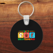 Prettig Hallothanksmas Kerstmis en Dankdag Sleutelhanger (Voorkant)