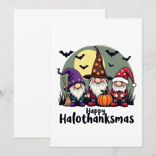 Prettig Hallothanksmas Kerstmis Halloween Kabouter Kaart (Voorkant / Achterkant)