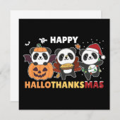 Prettig Hallothanksmas Pandas Kerst Panda Uitnodig Kaart (Voorkant / Achterkant)
