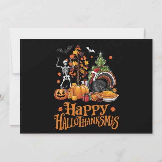 Prettig Hallothanksmas Prettig Halloween Thanksgiv Feestdagenkaart (Voorkant)