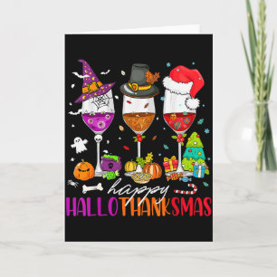 Prettig Hallothanksmas Wijnglas Grappige Feestdag Kaart