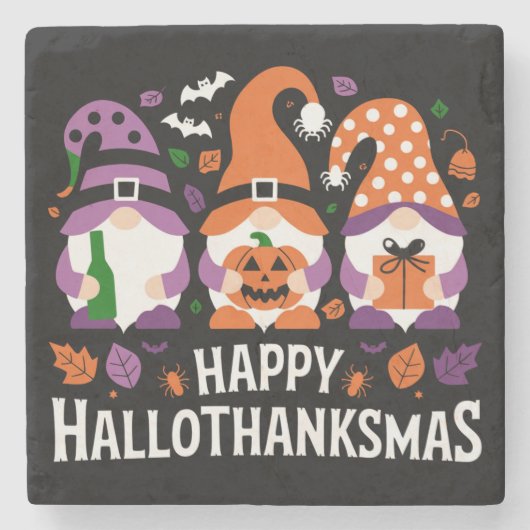 Prettig Hallothanksmis Kabouter Liefhebber Prettig Stenen Onderzetter (Voorkant)
