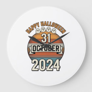 Prettig Halloween 31 oktober Vintage spookontwerp_ Grote Klok