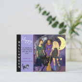 Prettig Halloween 3 Heksen Whimsicale Illustratie Feestdagenkaart (Staand voorkant)