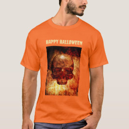 Prettig Halloween. 3D menselijke schedel. T-shirt