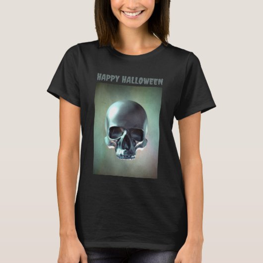 Prettig Halloween. 3D schedel render T-shirt (Voorkant)