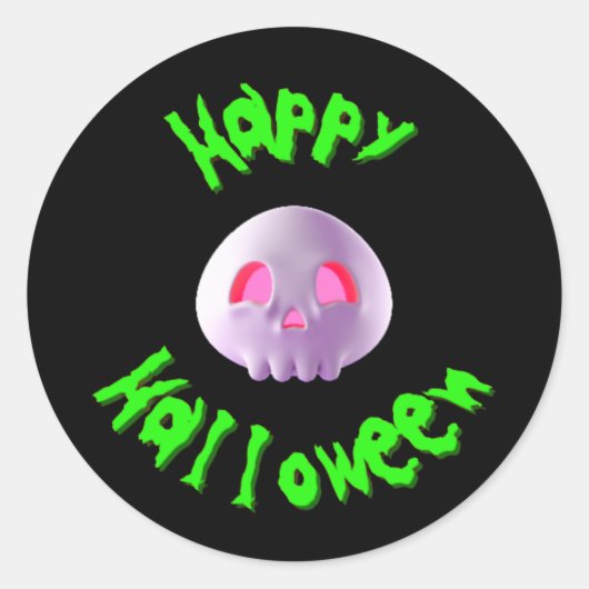 Prettig Halloween 3D Schedel  Ronde Sticker (Voorkant)
