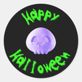 Prettig Halloween 3D schedel Ronde Sticker