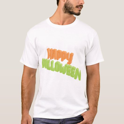 Prettig Halloween 3D-typografie ontwerp. T-shirt (Voorkant)