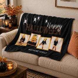 Prettig Halloween Aangepaste Fotocollage Spinnen Z Fleece Deken