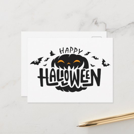 Prettig Halloween Ansichtkaart Briefkaart (Voorkant / Achterkant in situ)