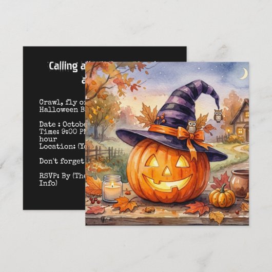 Prettig Halloween - Antieke Pompoen Kaart (Voorkant / Achterkant)