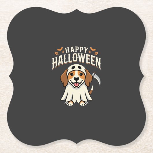 Prettig Halloween Beagle Hond Design_1 Kartonnen Onderzetters (Voorkant)