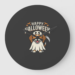 Prettig Halloween Beagle Hond Ontwerp_1 Grote Klok
