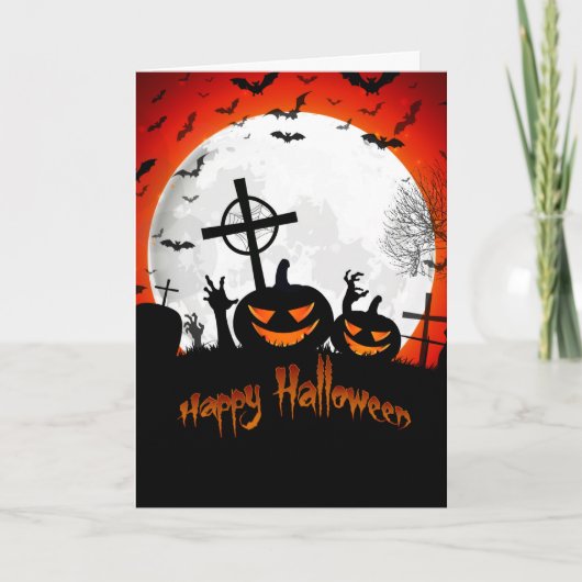 Prettig Halloween begraafplaats kaart (Voorkant)