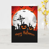 Prettig Halloween begraafplaats kaart (Gele Bloem)