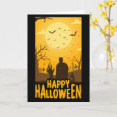 Prettig Halloween begraafplaats kaart (Gele Bloem)