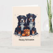 Prettig Halloween Berner Sennenhonden Pompoen Feestdagen Kaart (Voorkant)
