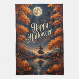 Prettig Halloween Betoverde Herfst Pompoen Theedoek