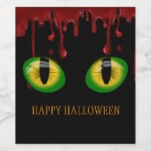 Prettig Halloween Bloed  Griezels groene monsterog Wijn Etiket (Enkel label)
