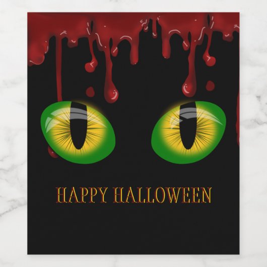 Prettig Halloween Bloed  Griezels groene monsterog Wijn Etiket (Enkel label)