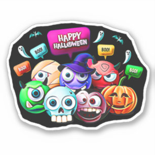 Prettig Halloween Boe, 3D Karakters Set Sticker