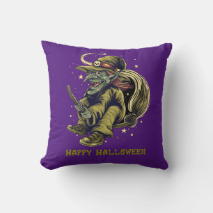 Prettig Halloween Boosaardige Vliegende Heks Kussen