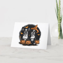 Prettig Halloween Boston Terrier Honden Feestdagen Kaart