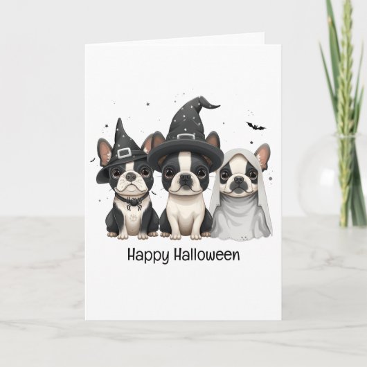 Prettig Halloween Boston Terrier Honden Feestdagen Kaart (Voorkant)