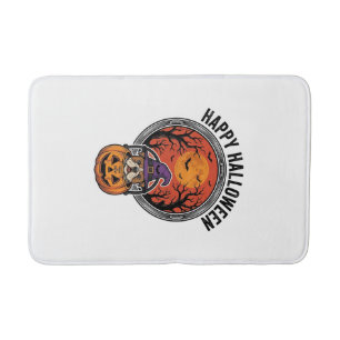 Prettig Halloween Bulldog Heks Pompoen Vintage T-s Badmat