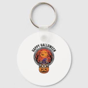 Prettig Halloween Bulldog Heks Pompoen Vintage T-s Sleutelhanger