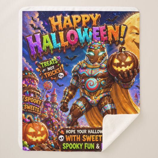 Prettig Halloween, chocoladekleed Sherpa Deken (Voorkant)
